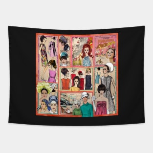 60s Fashion Collage Tapestry