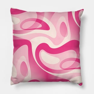 Feeling Groovy - 60's Retro Mod Abstract In Raspberry, Blush Pink, and Cream Pillow