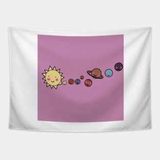 Kawaii planets digital illustration Tapestry