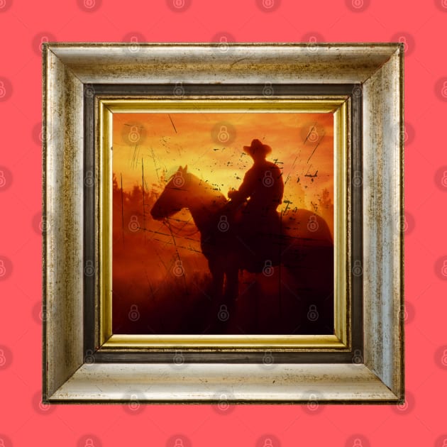 Silhouette Cowboy in retro vintage frame by Nano-none