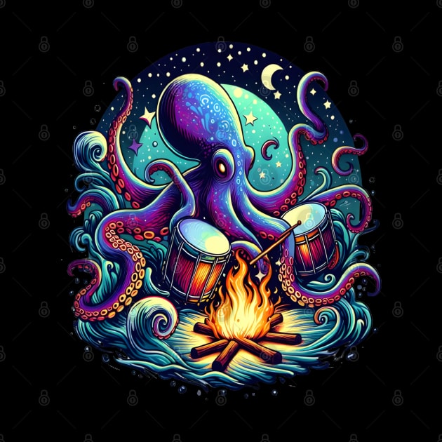 Octopus playing drums Percussive Sea Symphony by coollooks