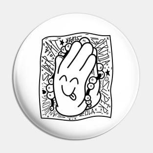 Dope praying hands black on white illustration Pin