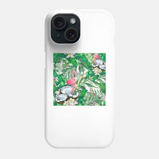 Flamingo tropicana coconut Phone Case