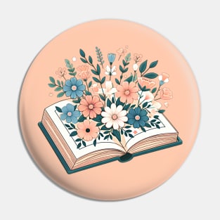 An open book filled with flowers Pin