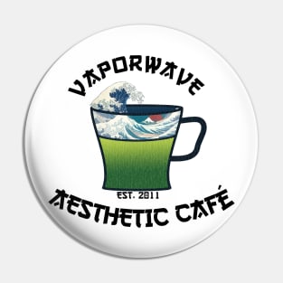 Vaporwave Aesthetic Great Wave Off Kanagawa Cafe Coffee Tea Pin