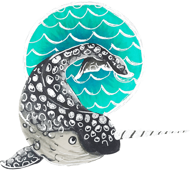 Blue Narwhal Kids T-Shirt by Lady Lilac