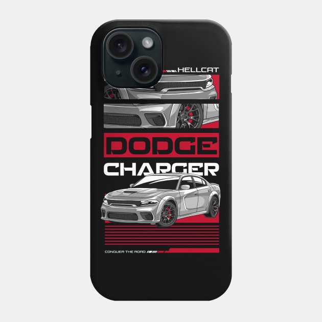 American Charger SRT Hellcat Car Phone Case by milatees