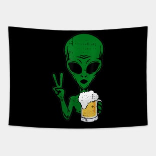 Area51 Alien Beer Peace Sign Lazy Drinking Halloween Gift Tapestry