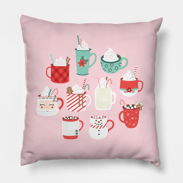 Christmas Cocoa Pink Pillow by allisonromerodesign