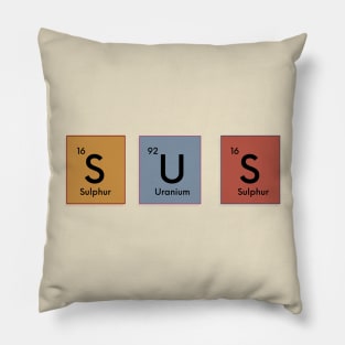 Sus Text Periodic Table Slogan Red Pillow