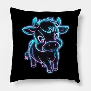 Neon glow cow Pillow