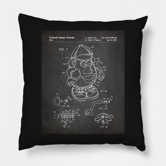 Retro Toys Patent - Kids Toy Childrens Bedroom Art - Black Chalkboard Pillow by patentpress