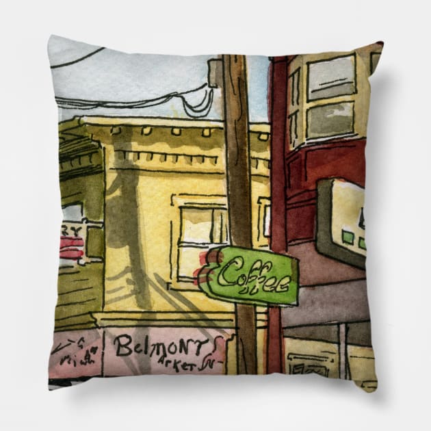 Belmont Market Pillow by BeckyandShoulderAngel