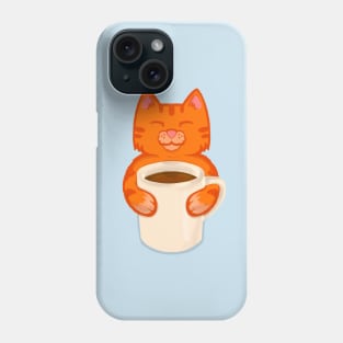 Orange Cat drinking Coffee Phone Case