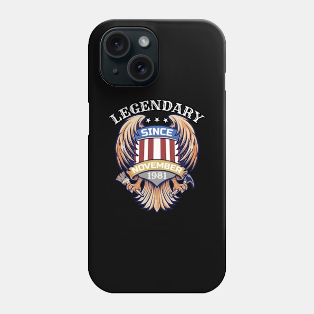 Legendary Since November 1981 Patriotic November Birthday Phone Case by Tracy