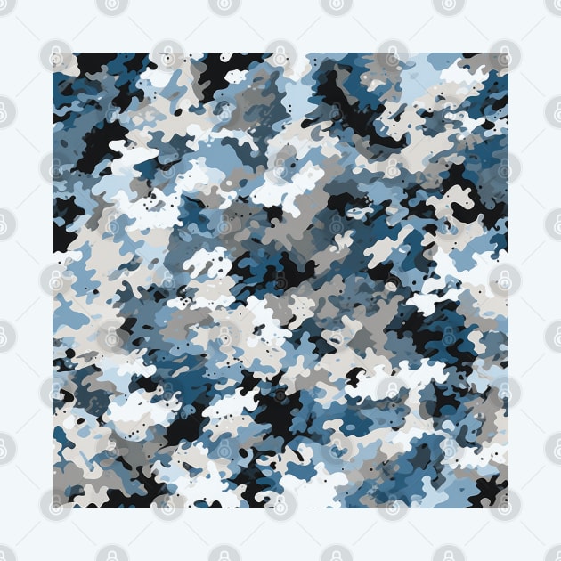 Blue Winter Digital Camo Pattern by Pixelyx