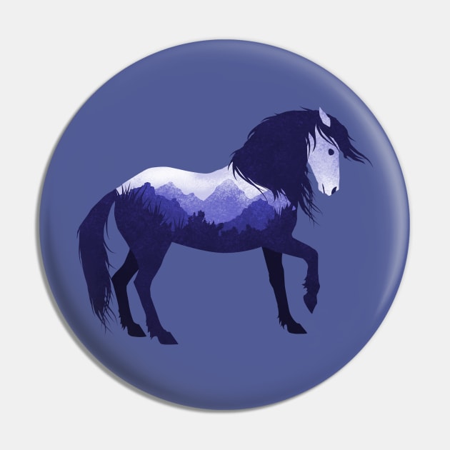 Dramabite Wild Horse Mustang Equine Double Exposure Wildlife Animal Pin by dramabite