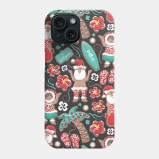 Mele Kalikimaka Hawaiian Christmas gingerbread cookies // pattern // brown background Phone Case