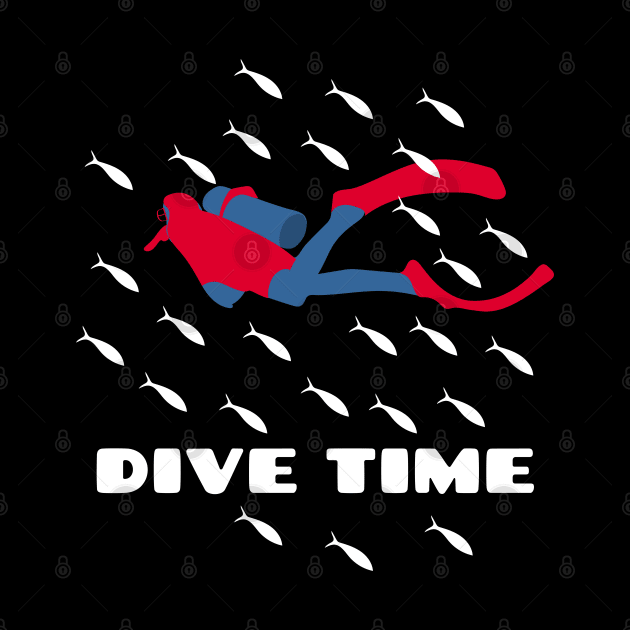 Dive Time Scuba Diver in a School of fish underwater by YourGoods