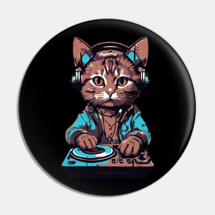 Retro Dj Cat Pin