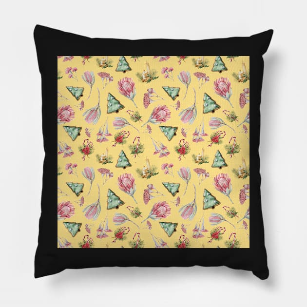 Australian Christmas - A Floral Pattern Pillow by annaleebeer