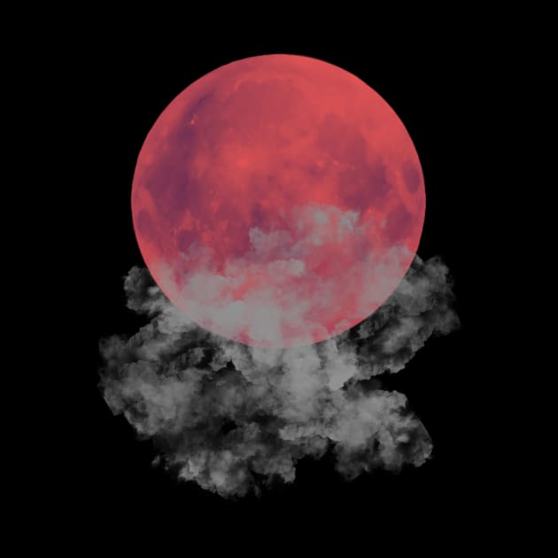 Red moon with clouds by InspirationalDesign