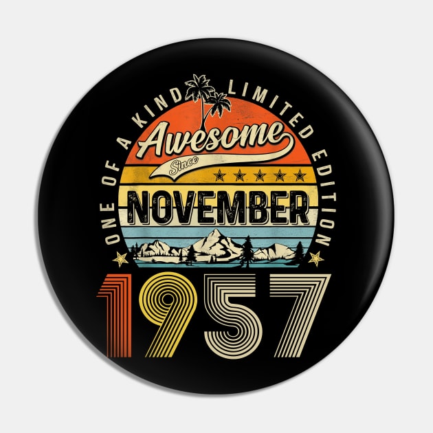 Awesome Since November 1957 Vintage 66th Birthday Pin by PlumleelaurineArt