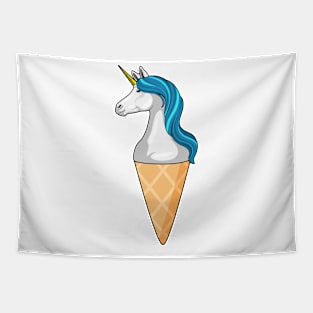 Unicorn with Waffle ice cream Tapestry