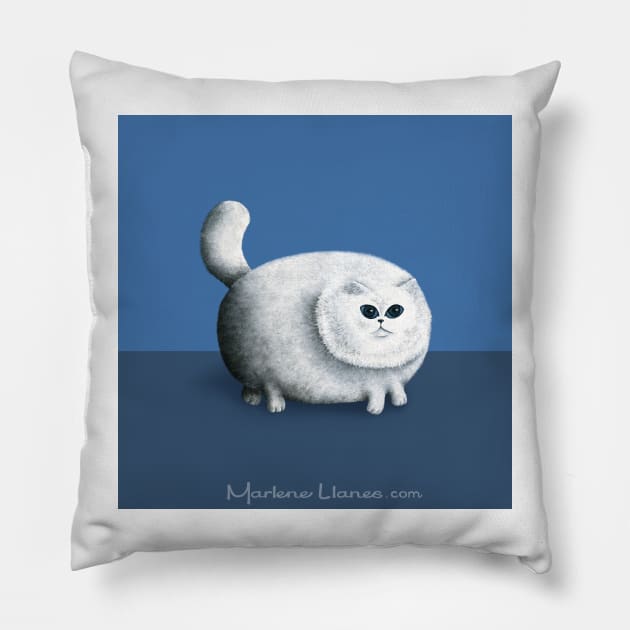 White Fat Cat Pillow by Marlene's cats