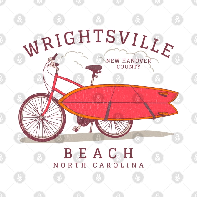 Wrightsville Beach, NC Summer Vacation Bike and Surfboard by Contentarama