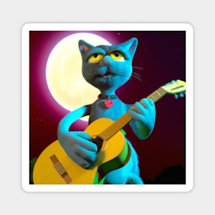 Cat playing guitar 3D Magnet
