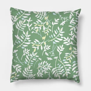 Willow green spring watercolor leaves and branches Pillow