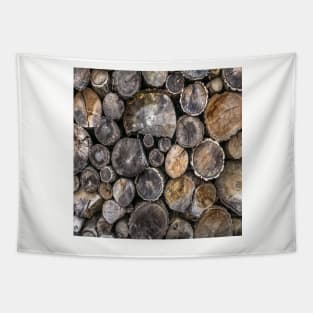 winter rustic scandinavian farmhouse firewood log Tapestry