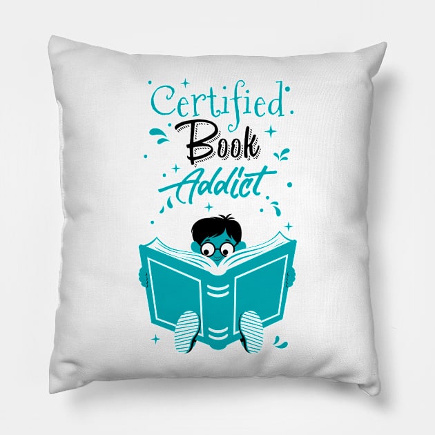 Book Addict Boy White Pillow by Malchev