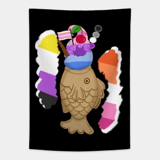 (Custom) Pride Taiyaki NB Lesbian Catgender Ace and Amicusromantic Tapestry