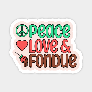 Retro Peace, Love, Chocolate Fondue Magnet
