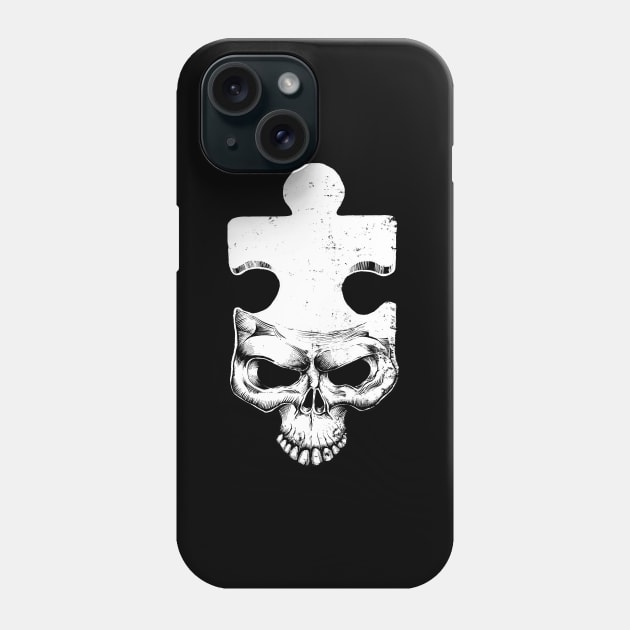 Skull Puzzle Philosopher Phone Case by Black Tee Inc