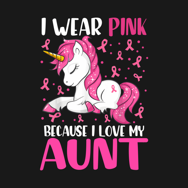 Unicorn Pink Ribbon Men I Wear Pink Because I Love My Aunt Breast Cancer by everetto