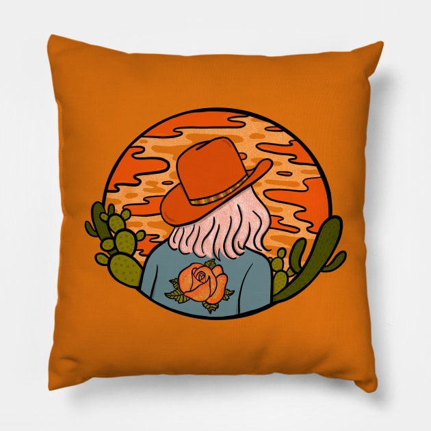 Desert Cowgirl Pillow by Doodle by Meg