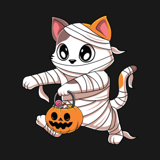 Scary Mummy Cat Funny Halloween Costume T-Shirt