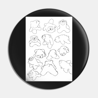 Floating Smiley Bear Sketch Collage Pin