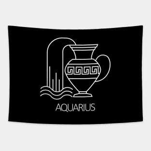 Aquarius Zodiac Sign - White Tapestry