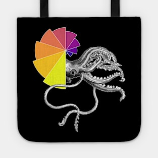 Ammonite Sunset Shell | Black Red Yellow Bar Chart Black Tote