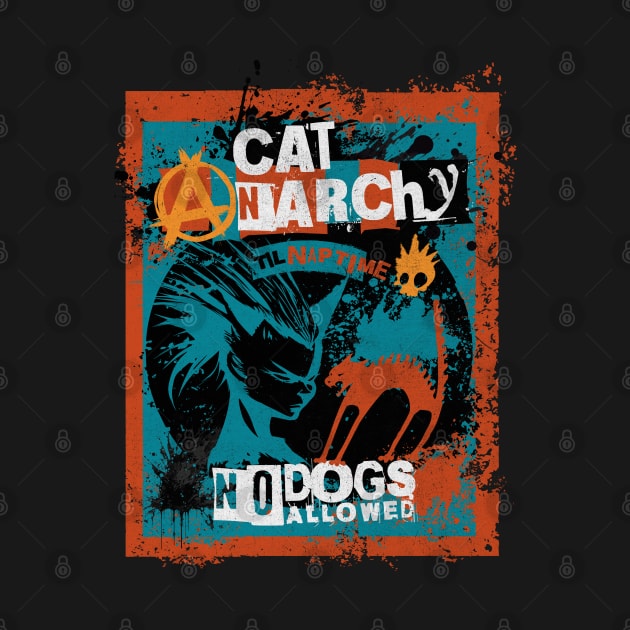 CAT ANARCHY - ORANGE & TEAL by Off the Page