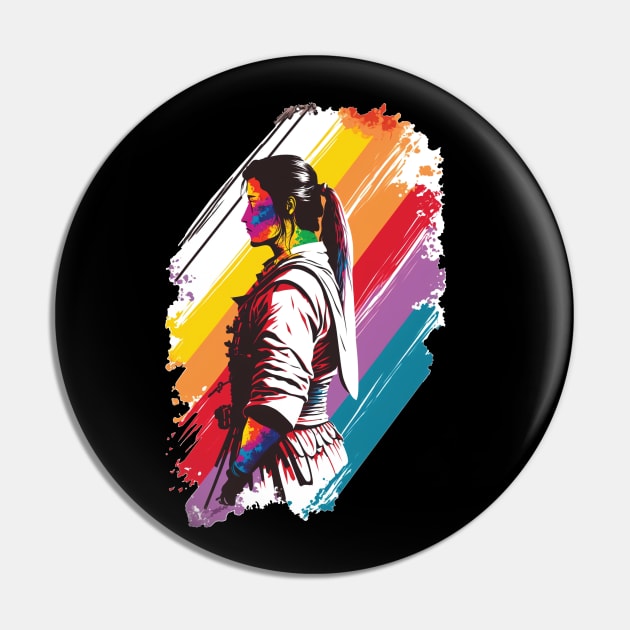 Rainbow Karate Fighter - Martial Arts Pride Pin by RailoImage