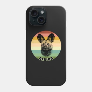 African Wild Dog Close-up on Vintage Retro Africa Sunset Phone Case