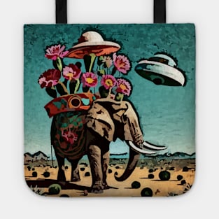 watercolor cactus on Elephant with UFO Tote