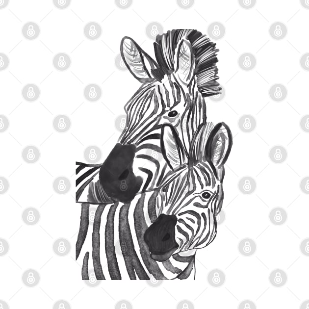 Zebra couple animal wild art unique design by Nastya Li