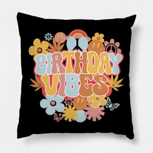 Birthday Vibes Retro Groovy Pillow