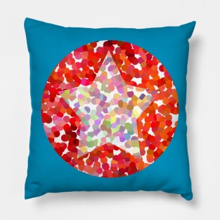 Pink Dotty Star on Red Pillow